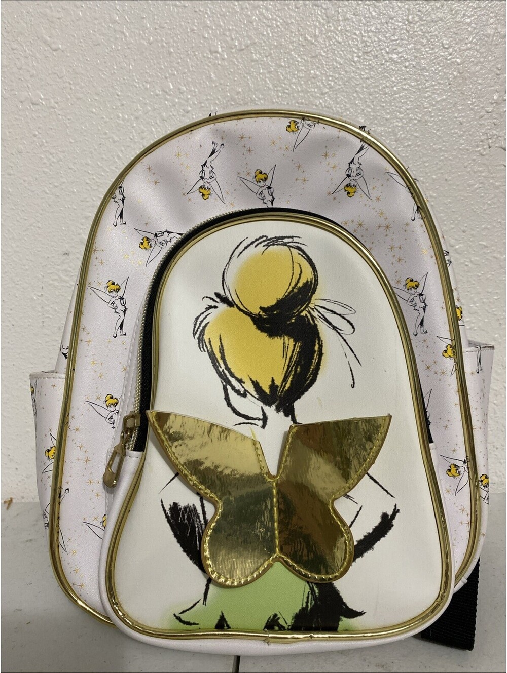 Tinker Bell Disney Tinkerbell 3D Gold Wings Women's 10.5" Mini Backpack NWT